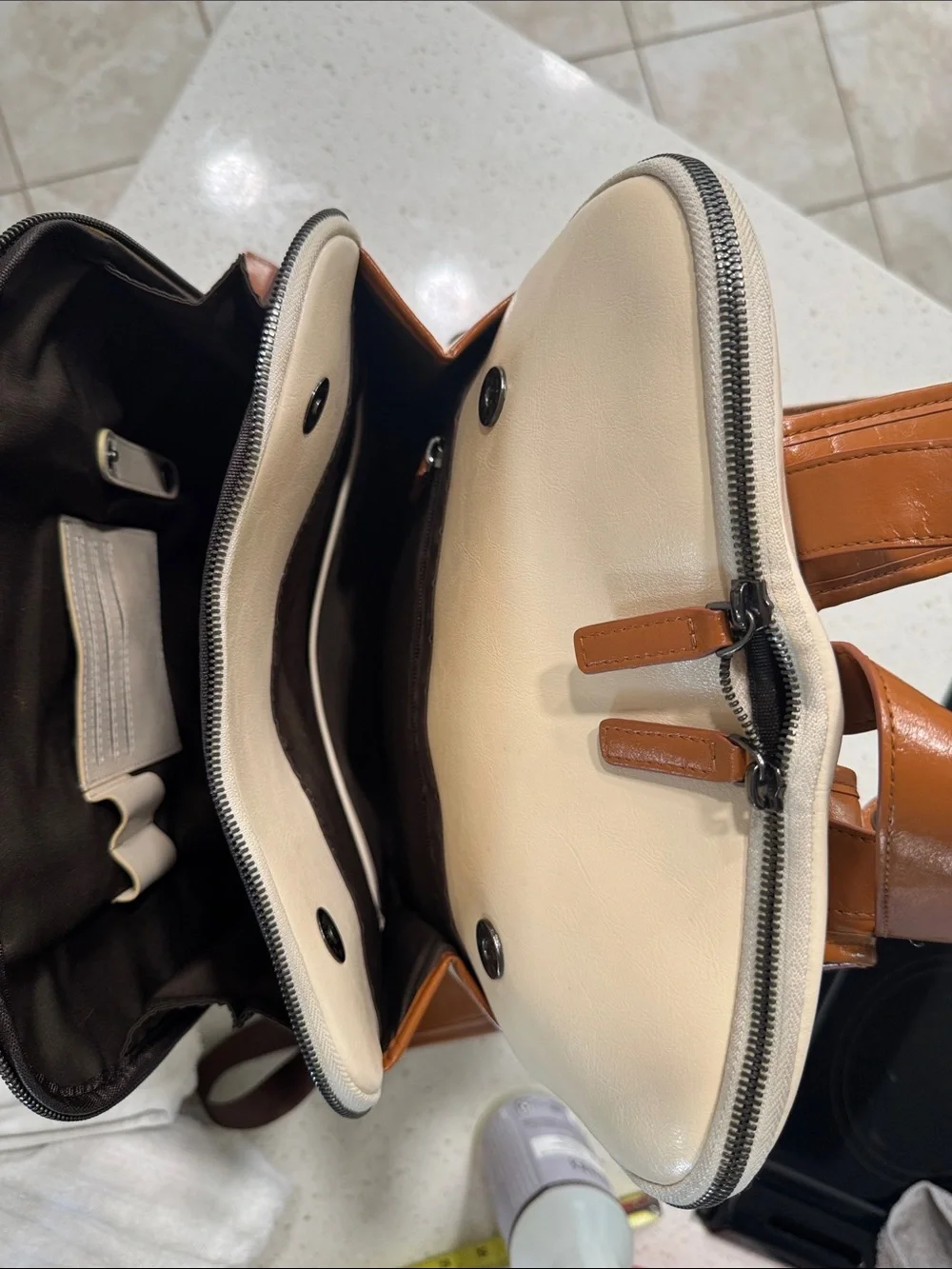 Cluci Ivory laptop backpack, travel backpack, Vegan Leather computer bag.